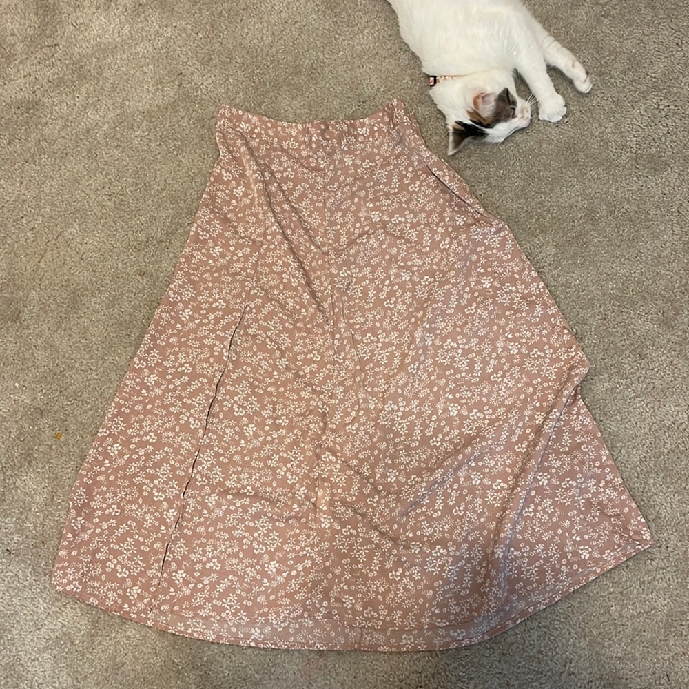 SHEIN Pink Slit Midi Skirt
